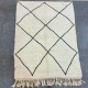 Moroccan Berber rug Beni Ouarain white ivory with diamonds and black dashes 150 x 100 cm