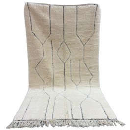 Tapis Beni Ouarain blanc à lignes noirs 270 x 160 cm