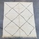 Moroccan Berber rug Beni Ouarain white ivory with diamonds and black dashes 250 x 160 cm