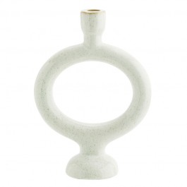 Off white ring stonewear candle holder