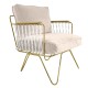 Fauteuil Croisette doré coussin velours rose