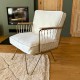 Fauteuil Croisette doré coussin velours écru