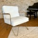 Fauteuil Croisette doré coussin velours écru