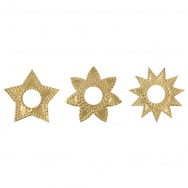 Set de 3 bagues étoile dorée pour bougie