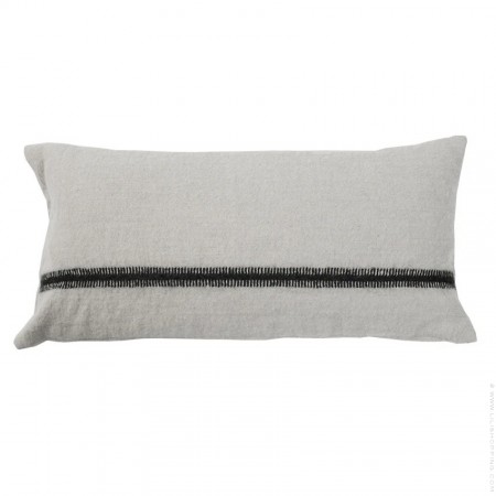 Coussin BARY moka en lin à chevrons
