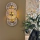 Three round gold ecru rope wall lamp