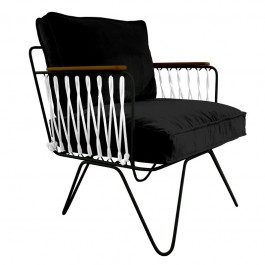Fauteuil Croisette noir coussin velours noir