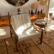 Fauteuil Carlo coton tissé bois clair