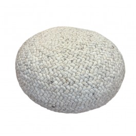 Pouf beige en laine tissée taille S