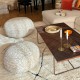 Pouf beige en laine tissée taille 70