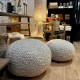 Small woolen beige beanbag chair 