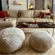 Medium woolen beige beanbag chair 