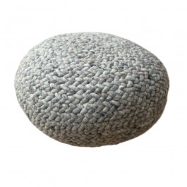 Pouf gris en laine tissée taille S