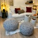 Pouf gris en laine tissée taille 70