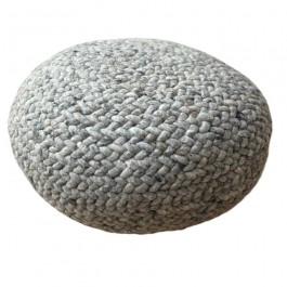 Pouf gris en laine tissée taille M