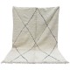 Tapis Beni Ouarain blanc à losanges noirs 275 x 200 cm