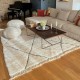 Tapis Beni Ouarain blanc à losanges noirs 275 x 200 cm