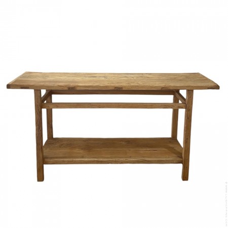 Console double plateau en pin recyclé 160 cm