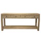 Recycled pine 190 cm console table with 4 drawers