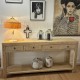Recycled pine 190 cm console table with 4 drawers