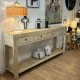 Recycled pine 190 cm console table with 4 drawers