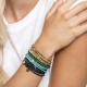 Bracelet 3 tours green forest coeur gold