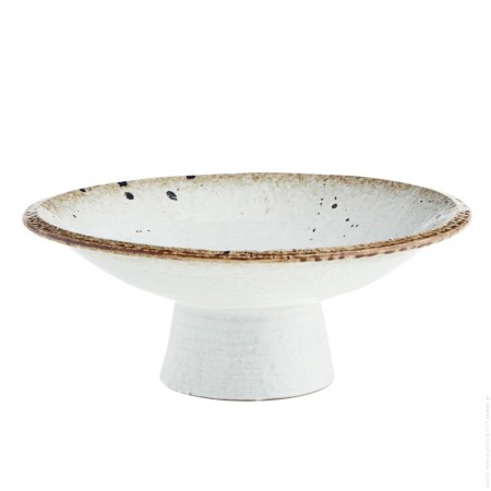 Stoneware pedestal serving dish