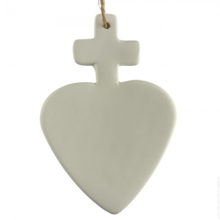 Sacré coeur en céramique blanche