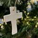 Croix lauriers en céramique blanche