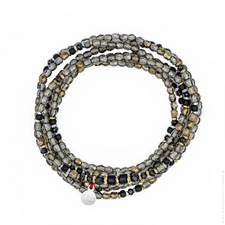 Bracelet 6 tours Black panther noir mat