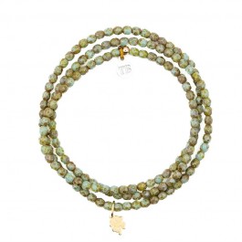 Bracelet 3 tours trèfle gold vert marbré