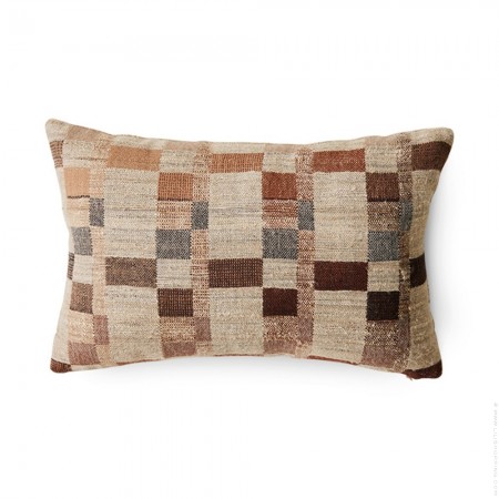 Green and khaki striped velvet cushion