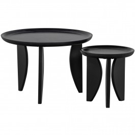 Ensemble de 2 tables d'appoint en manguier noir