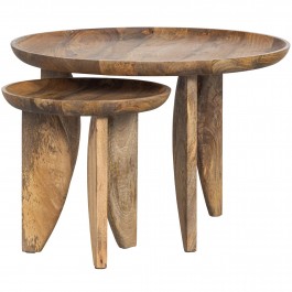 Set of 2 mango natural wood side tables
