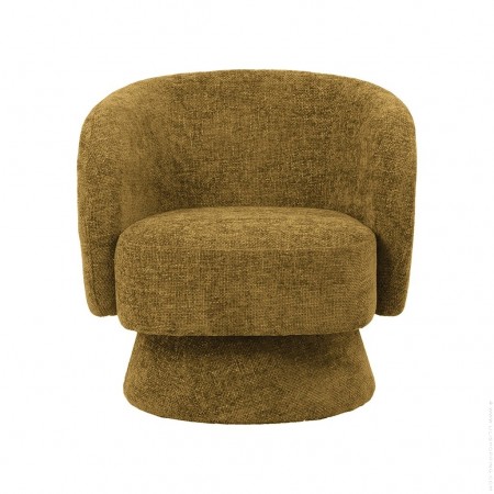 Fauteuil rondeur chenille tissé pivotant kaki 