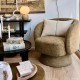 Round armchair chenille woven swivel, khaki