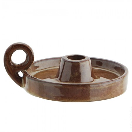 Stoneware beige candle holder