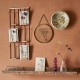 Shiny gold iron and bamboo card rack