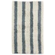 Tapis de bain en coton touffeté rayé caramel et blanc cassé