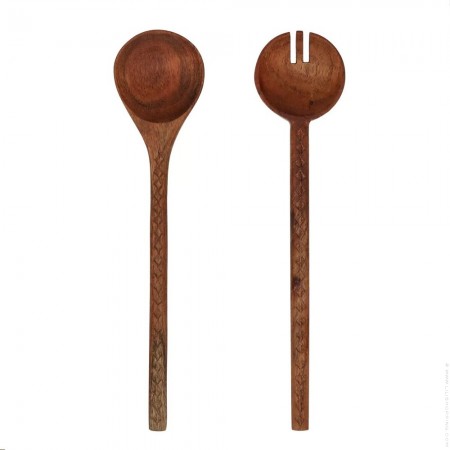Oiled walnut salad servers