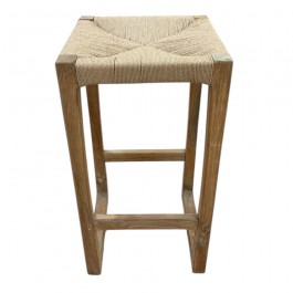 Naturel teakwood and loom bar stool