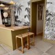 442 Tabouret de bar en teck naturel et loom tressé