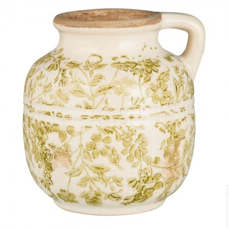 Vase avec poignée fleurs vertes