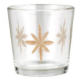 Candle holder with engraved stars