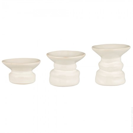 Set de 3 bougeoirs en grès blanc