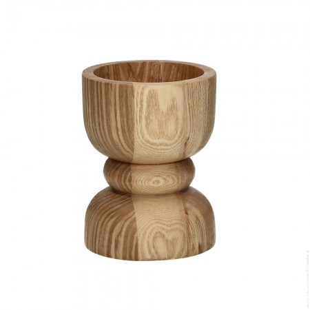 Celandine candle solid ash wood holder