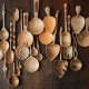 Salad servers in mango wood with blue rattan