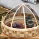 Salad servers in mango wood with brown rattan
