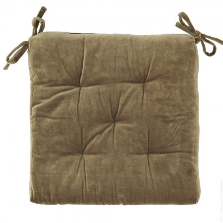 Coussin d'assise velours gris vert