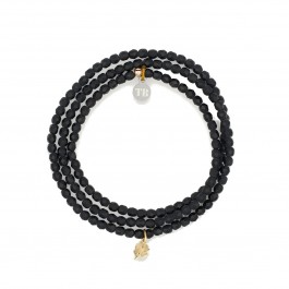 3 turn clover gold black bracelet